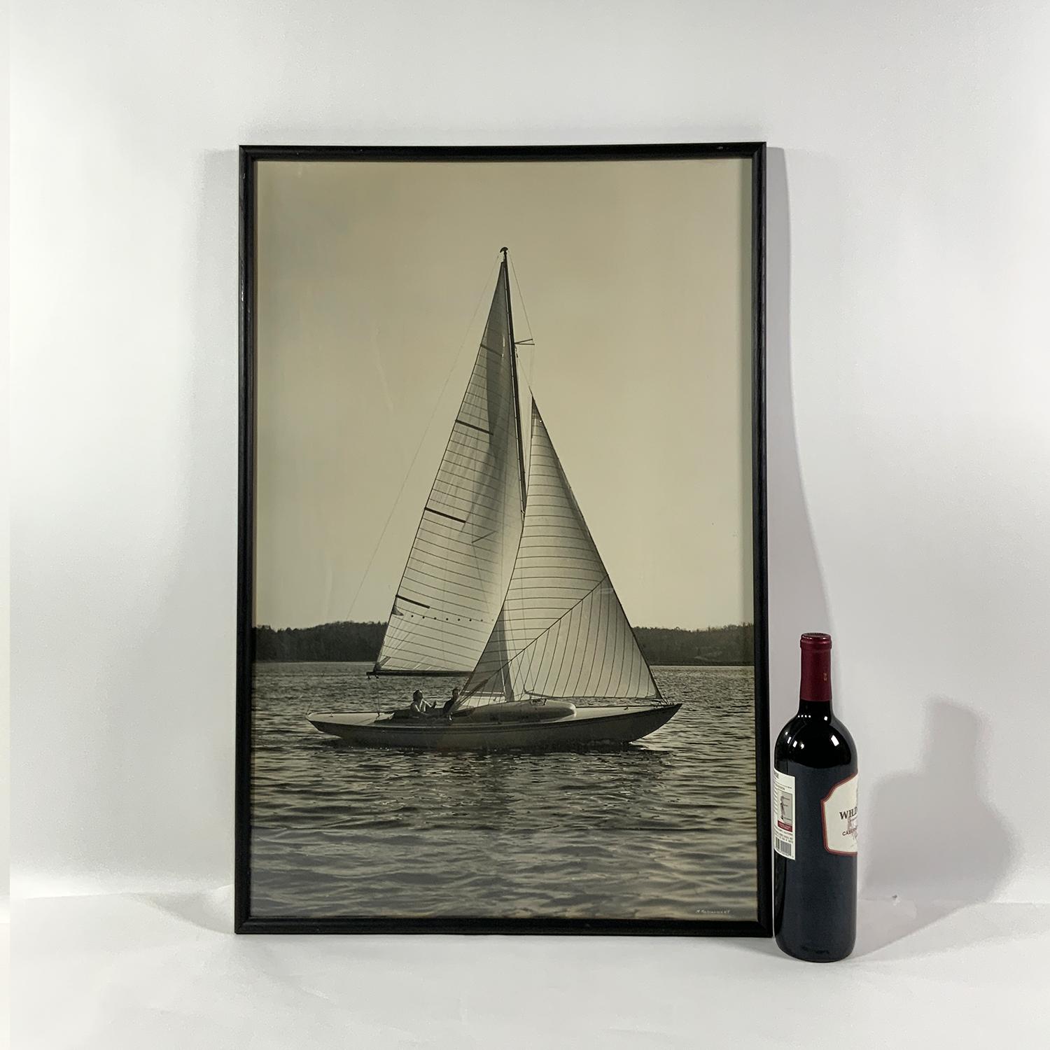 North American Morris Rosenfeld Black and White Photograph of a Marconi-Rigged Sloop For Sale