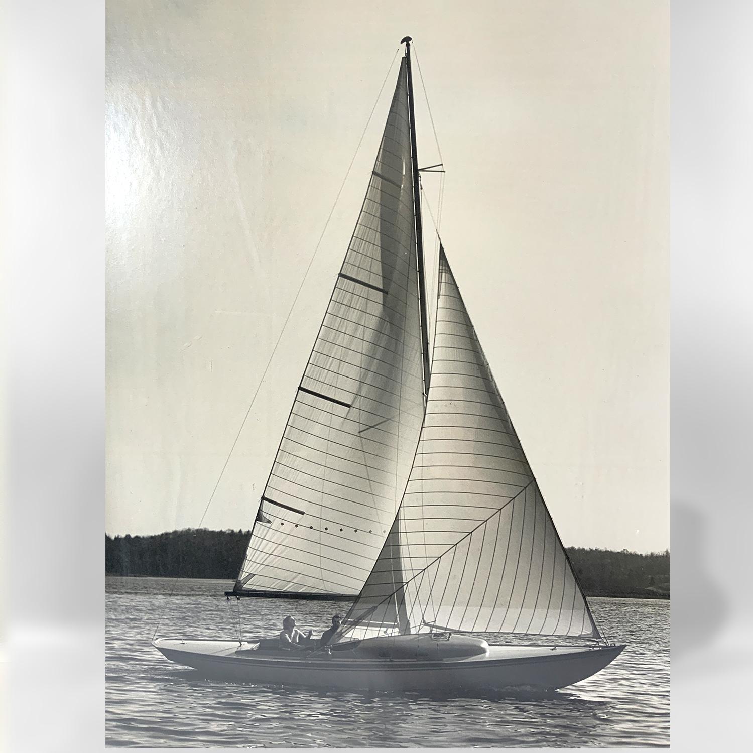 Morris Rosenfeld Black and White Photograph of a Marconi-Rigged Sloop In Good Condition For Sale In Norwell, MA