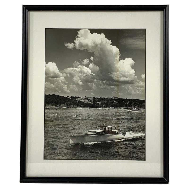 Morris Rosenfeld Black and White Photograph of a Marconi-Rigged Sloop ...