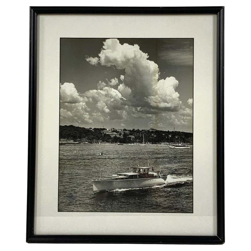 Morris Rosenfeld Black and White Photograph of a Marconi-Rigged Sloop ...