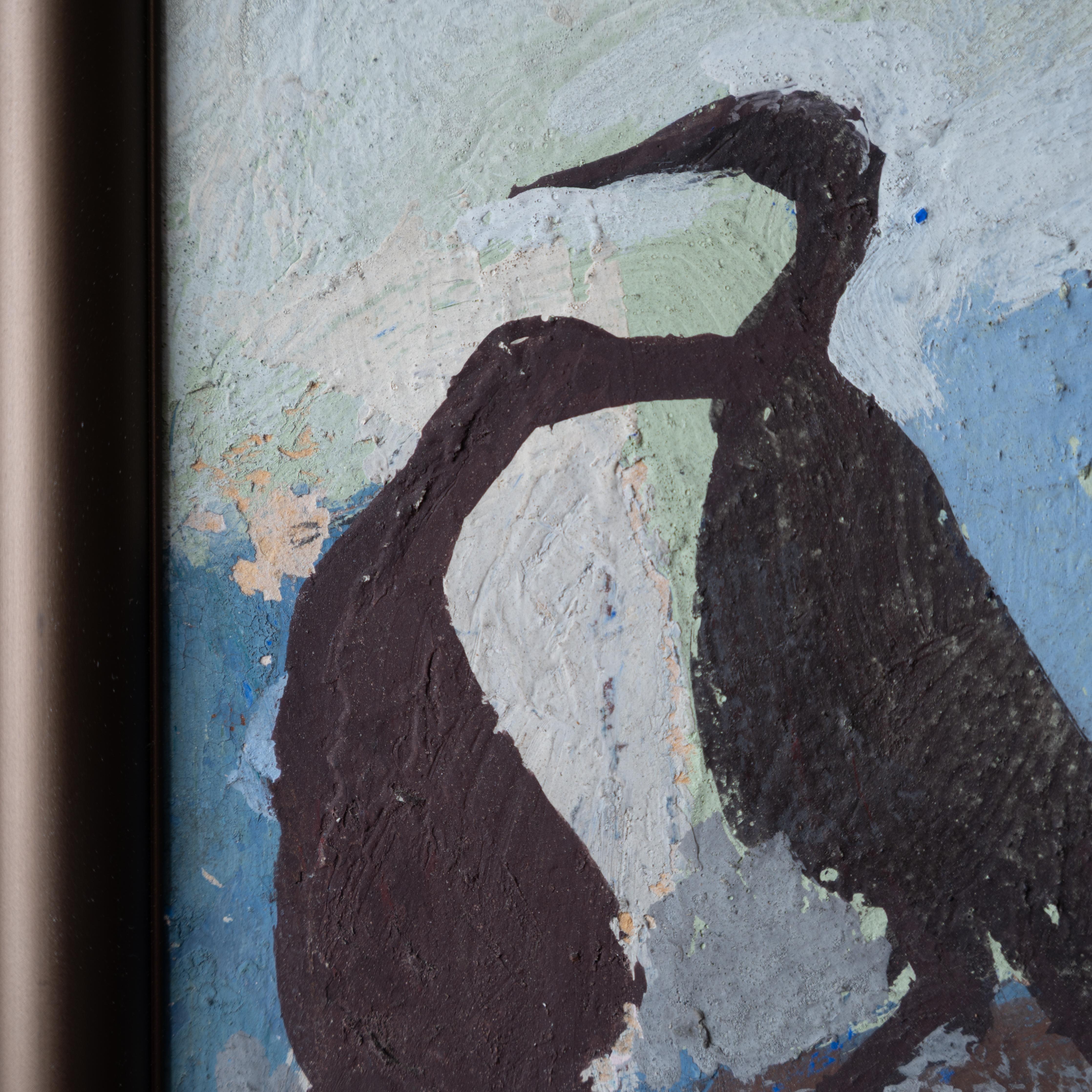 Morris Shulman - Nesting Cormorants Painting, c.1950 For Sale 2