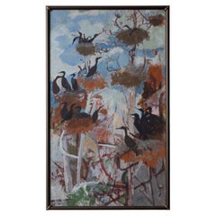 Morris Shulman - Nesting Cormorants Painting, c.1950