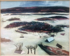 1940 WPA School EXHIBITED Painting SPRING FLOOD by Morris Shulman