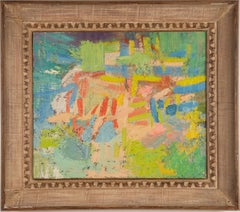 Antique American Modernist Abstract Expressionist Signed Large Oil Painting