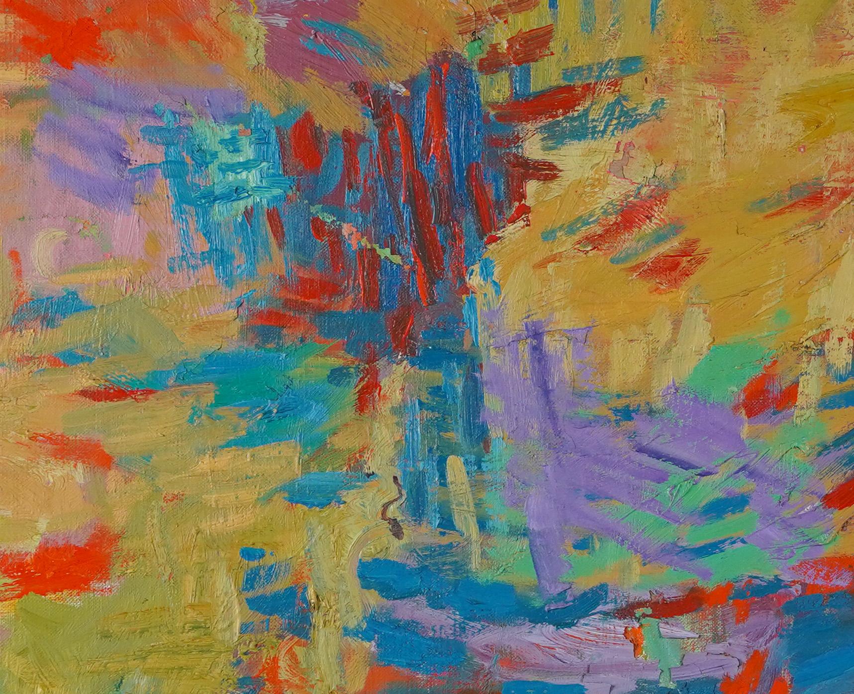Antique American Modernist Abstract Expressionist Signed Large Oil Painting - Brown Landscape Painting by Morris Shulman