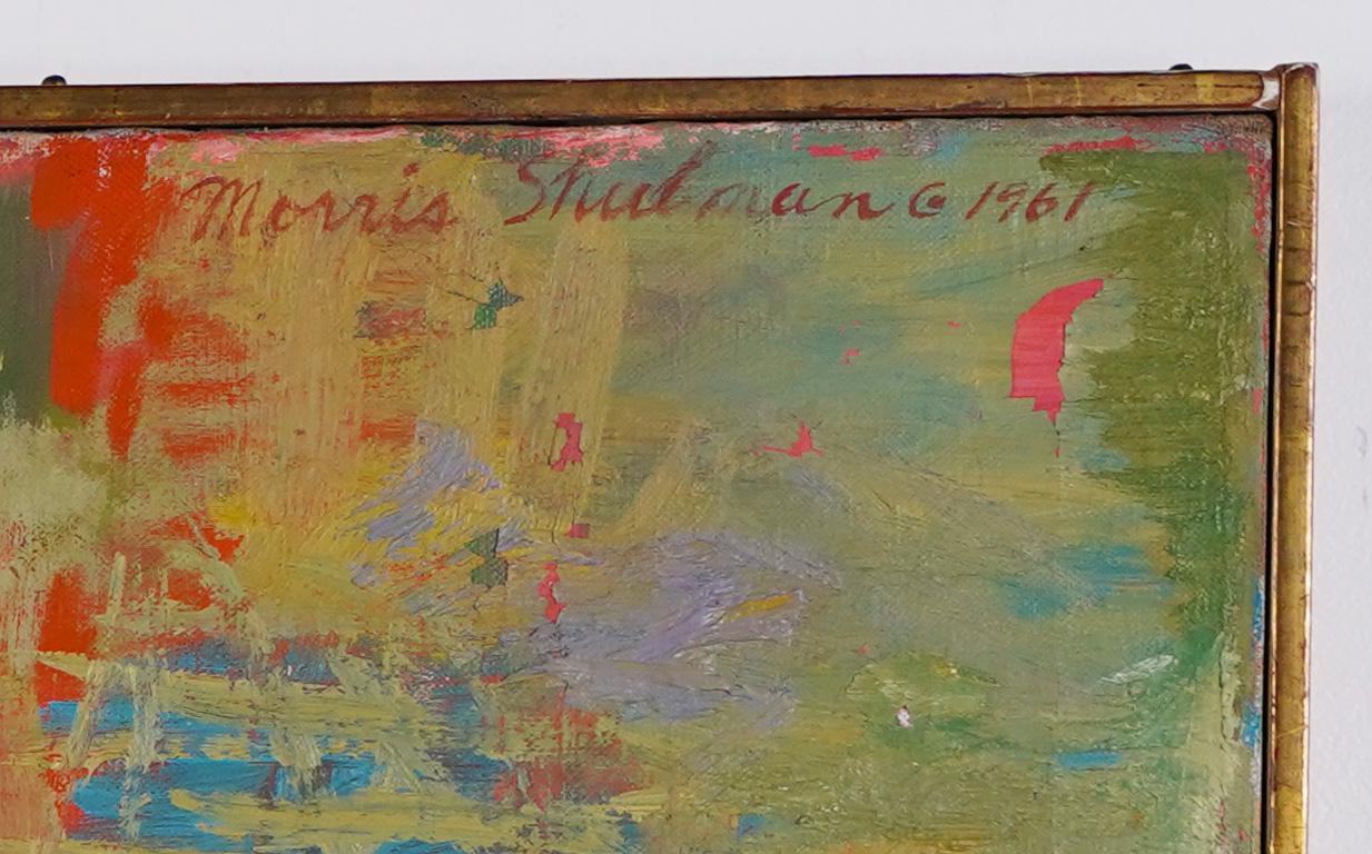 Antique American Modernist Abstract Expressionist Signed Large Oil Painting 1