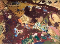 Peinture à la gouache "Anemone Tide Pool", artiste expressionniste abstrait américain de la WPA