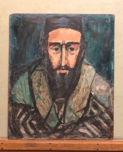 Judaica Rabbi Portrait Oil Painting American WPA Abstract Expressionist Artist