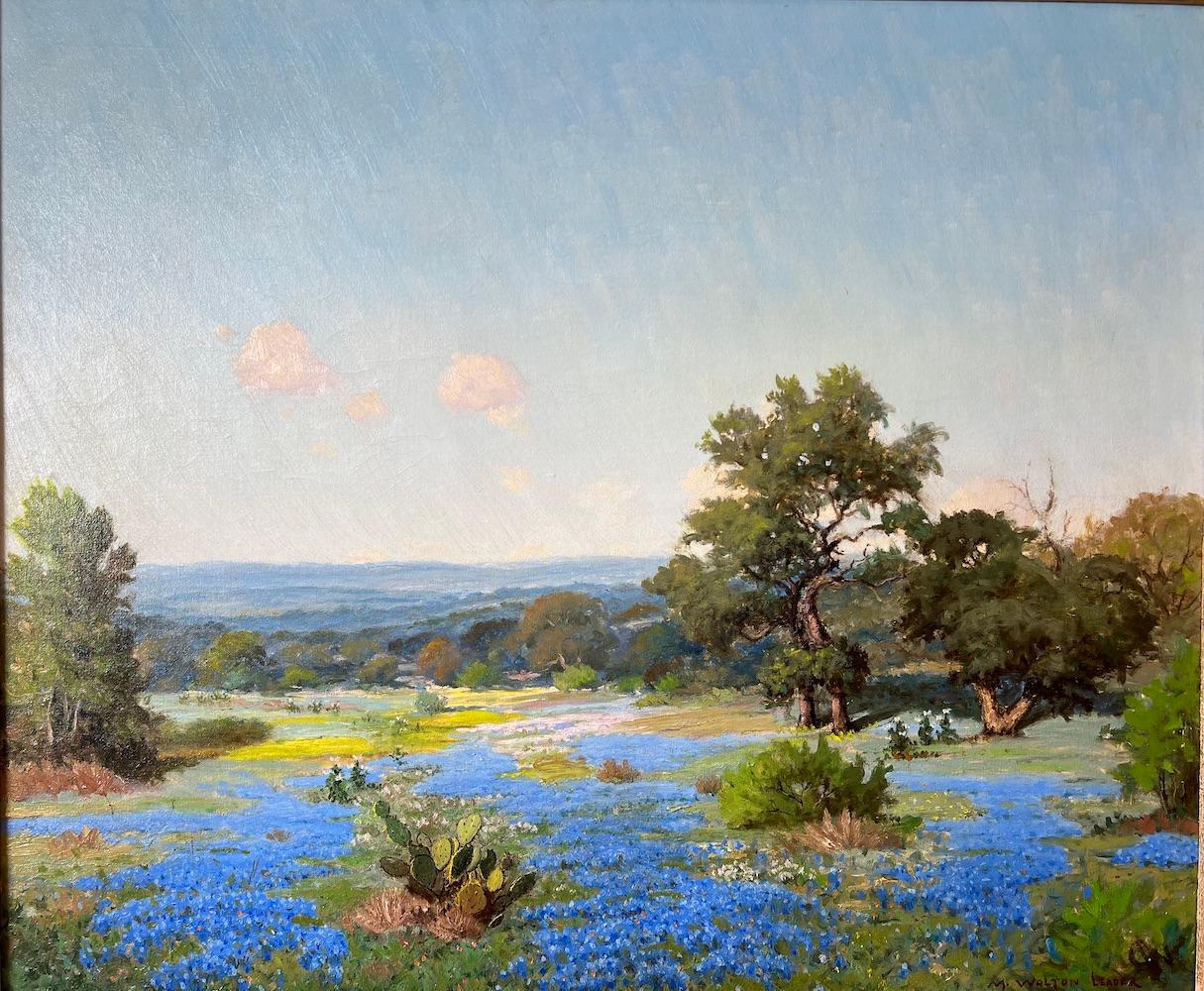 Blaubonnets unter texanischer Sonne – Painting von Morris Walton Leader