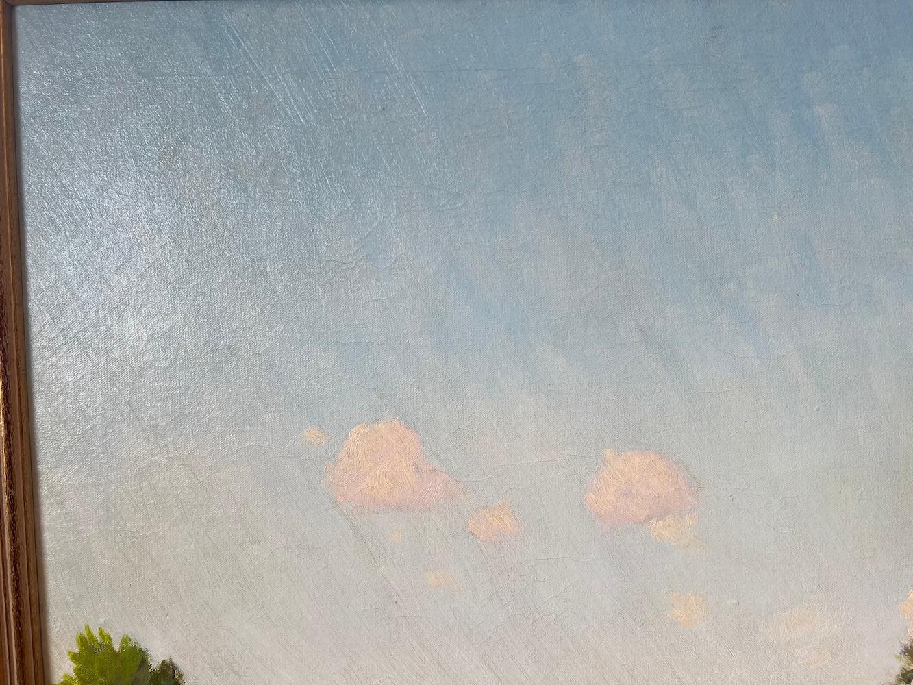 Blaubonnets unter texanischer Sonne (Grau), Landscape Painting, von Morris Walton Leader