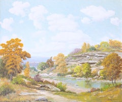 Vintage "Bluff on the Creek" Rocky Texas Fall Landscape