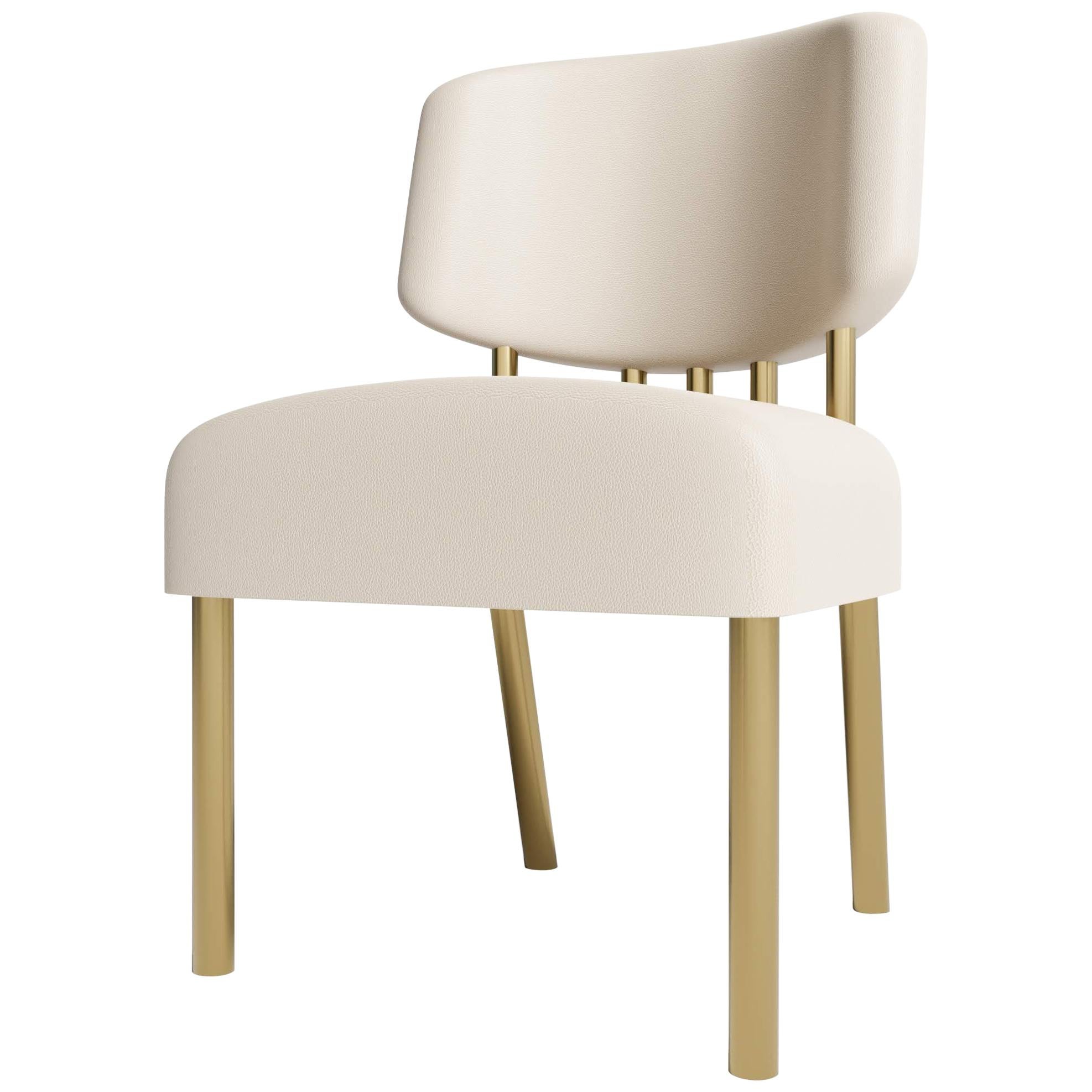 MORRO DINING CHAIR - Modern Dining Chair in Lealpell Leather with Bronze Legs