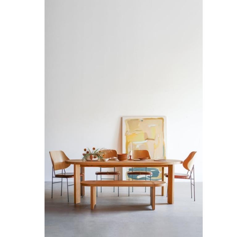 Morro Oak Table with Bench with Hardwax Oil Finish In New Condition For Sale In Los Angeles, CA