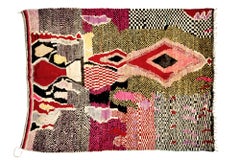 Morrocan Boujaad rug, Authentic Black and Red Abstract Ornament Rug, In Stock