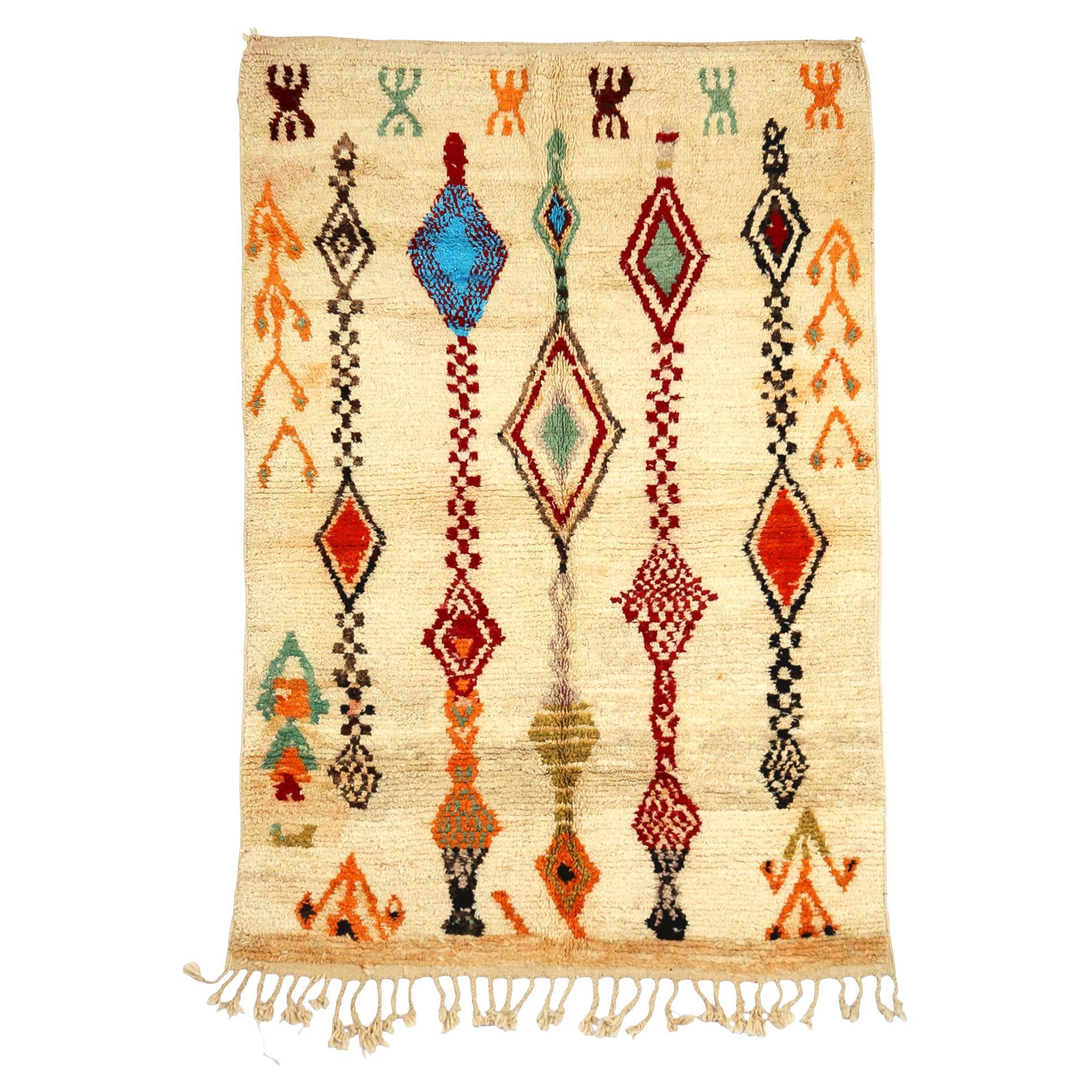Morrocan Bohemian Tribal Boujaad rug, Berber Shag Rug, In Stock