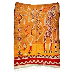 Morrocan Boujaad Tribal Pattern rug, Berber Bright Orange Color Rug, In Stock