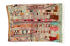 Morrocan Boujaad rug, Bohemian Multicorored Handwoven Shag Rug, In Stock