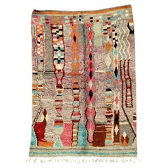 Morrocan Boujaad rug, Bohemian Multicorored Handwoven Shag Rug, In Stock
