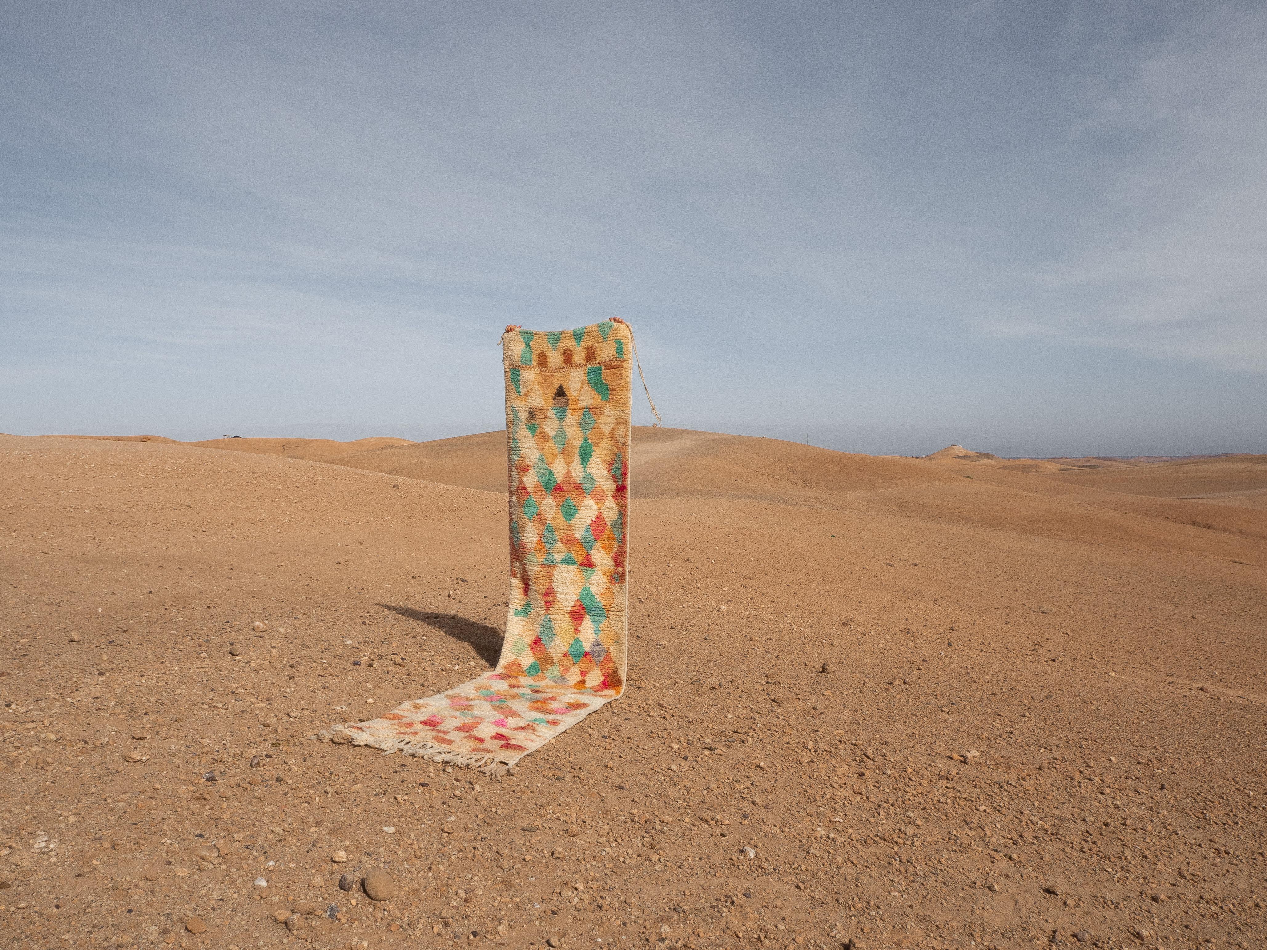 Moroccan Morrocan Boujaad runner rug, Mid-Century Diamond Pattern Modern Runner, In Stock For Sale