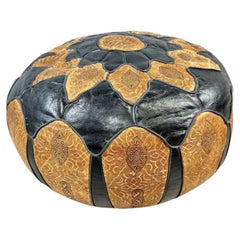 Marokkanischer Pouf-Ottoman aus Leder