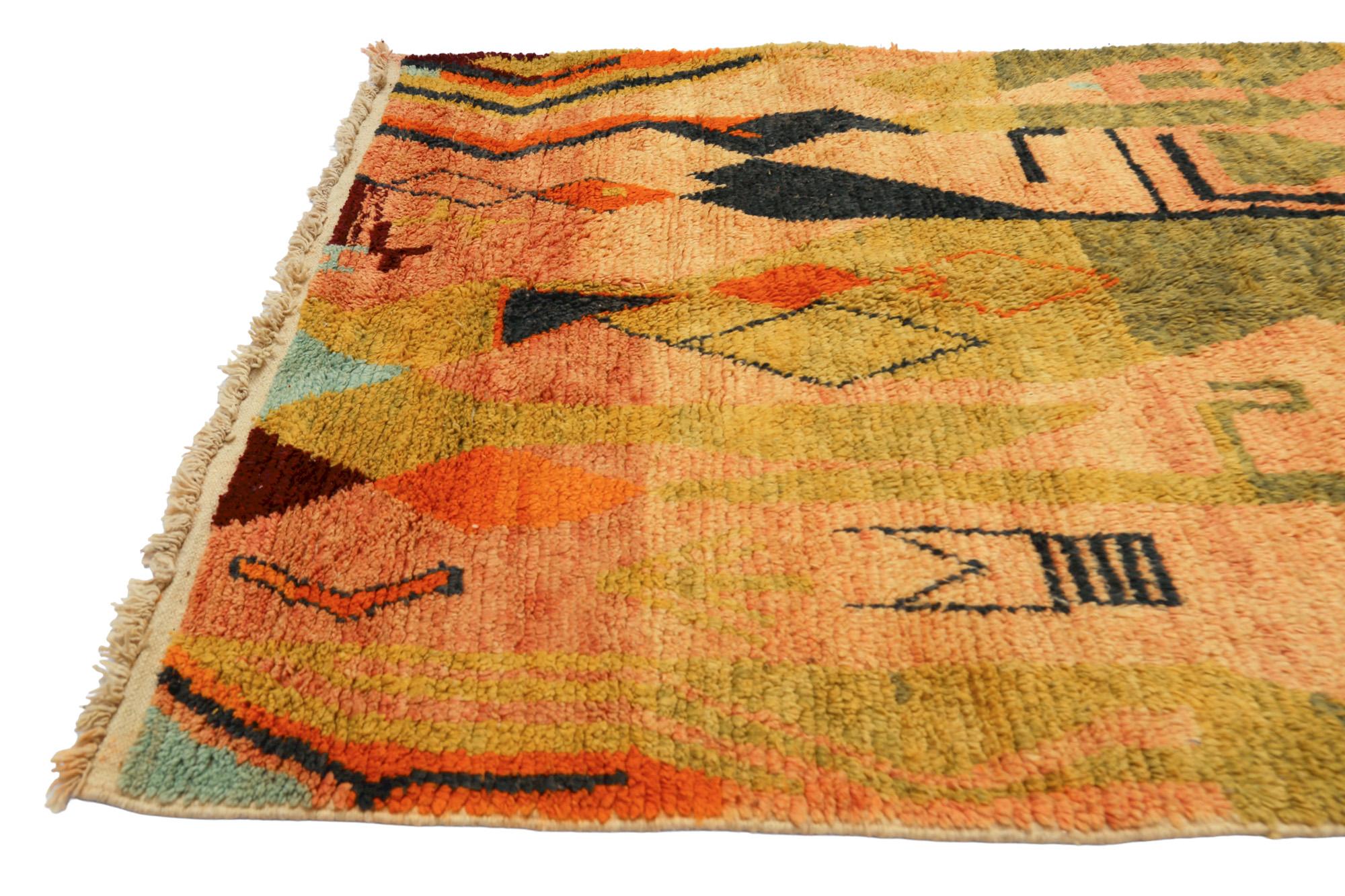 Moroccan Morrocan Multicolored Boujaad rug, Bohemian Tribal Berber Shag Rug, In Stock For Sale