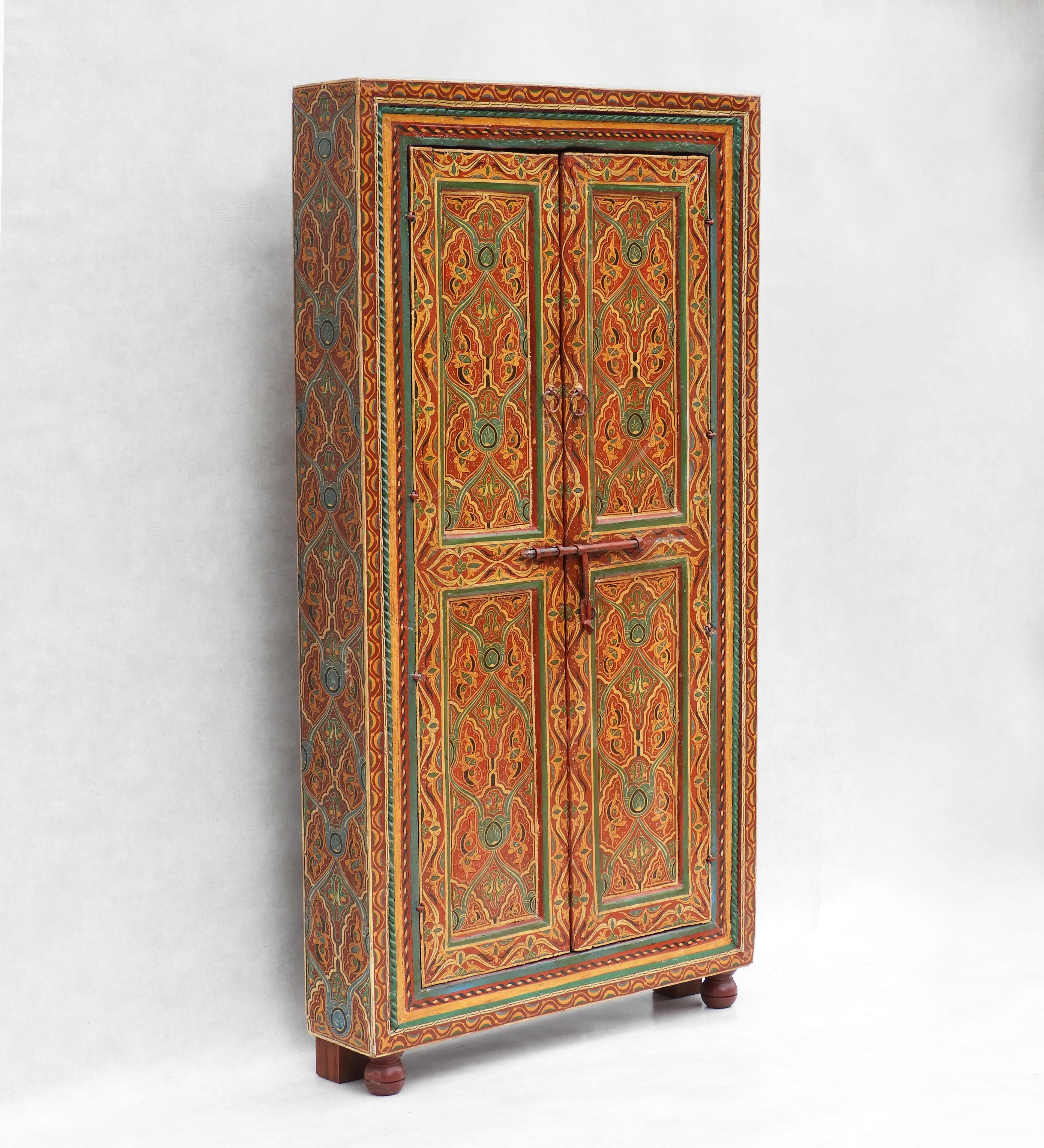 Hand-Crafted Morrocan Painted Open Backed Cupboard Early 20th Century Folk Art