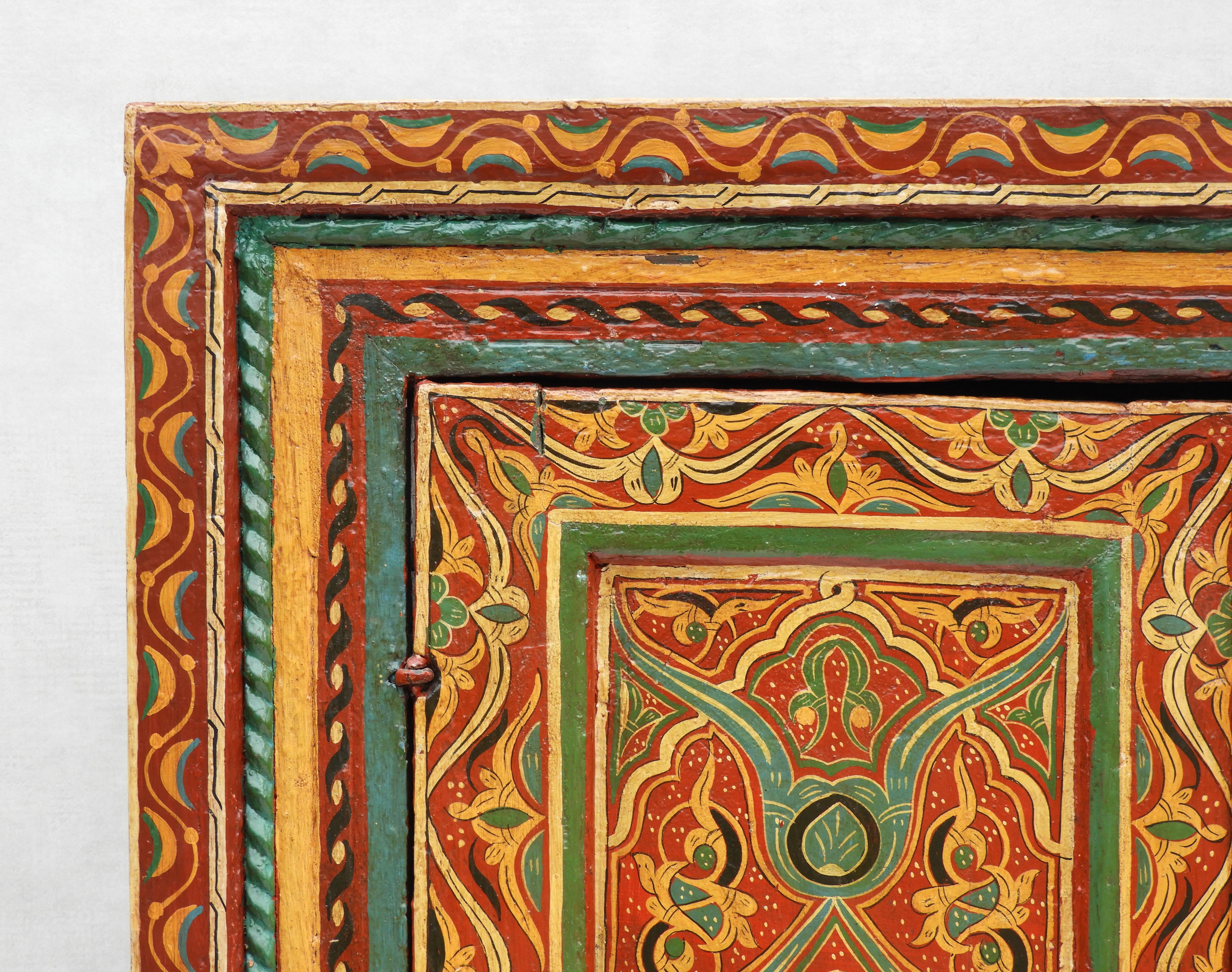 Morrocan Painted Open Backed Cupboard Early 20th Century Folk Art 2