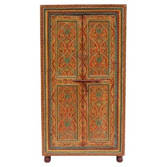 Antique Morrocan Painted Open Backed Cupboard Early 20th Century Folk Art