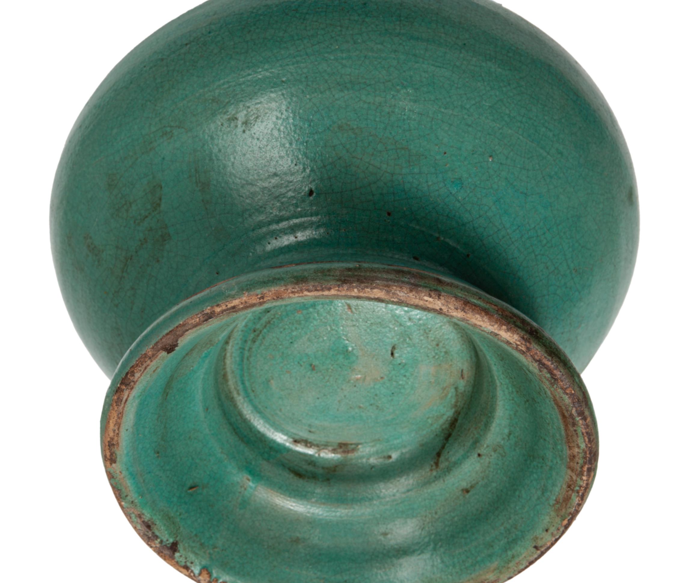 Morroccan Matte Green Ceramic Vase Pair 6