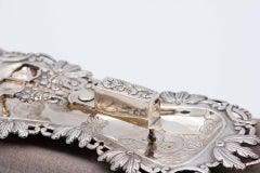 Morrões tray & scissors w/ cut-out & embossed florals on 4 ball feet