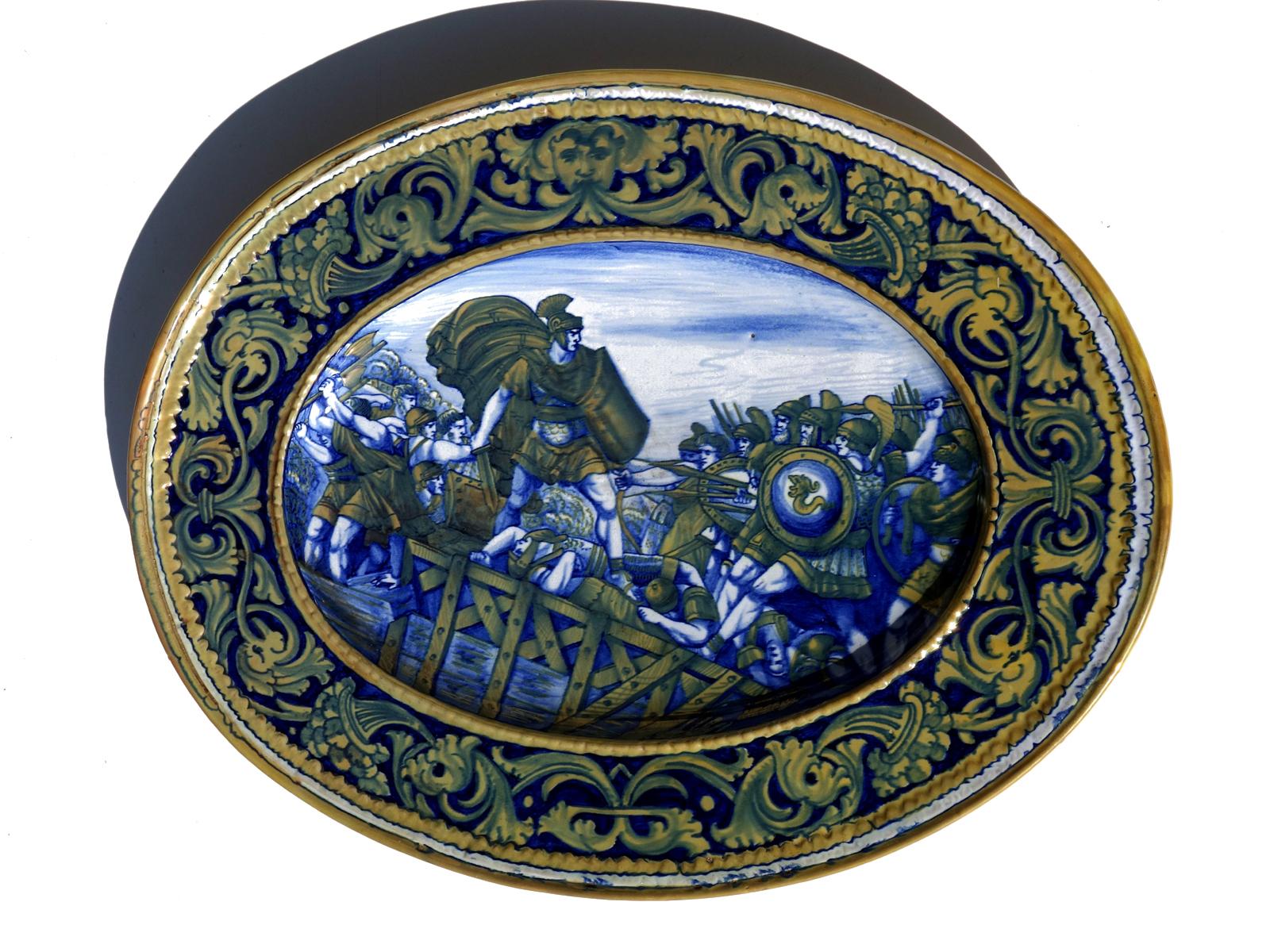 Renaissance Morroni & Tega Gualdo Tadino Rinascimental Italian Majolica Pair of Plates For Sale