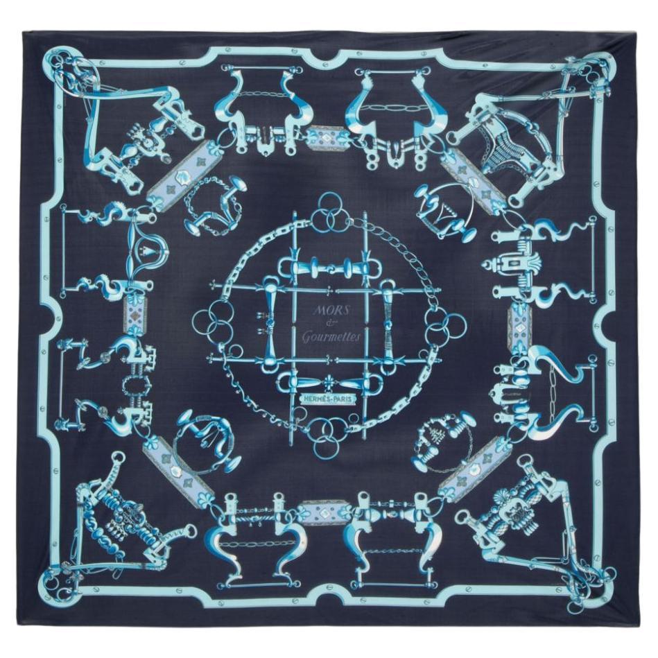 Mors et Gourmettes silk scarf For Sale