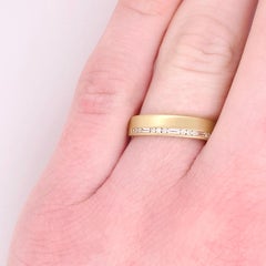 Morse Code Diamond Ring, Baguette & Round Diamonds Asymmetrical Wedding Band