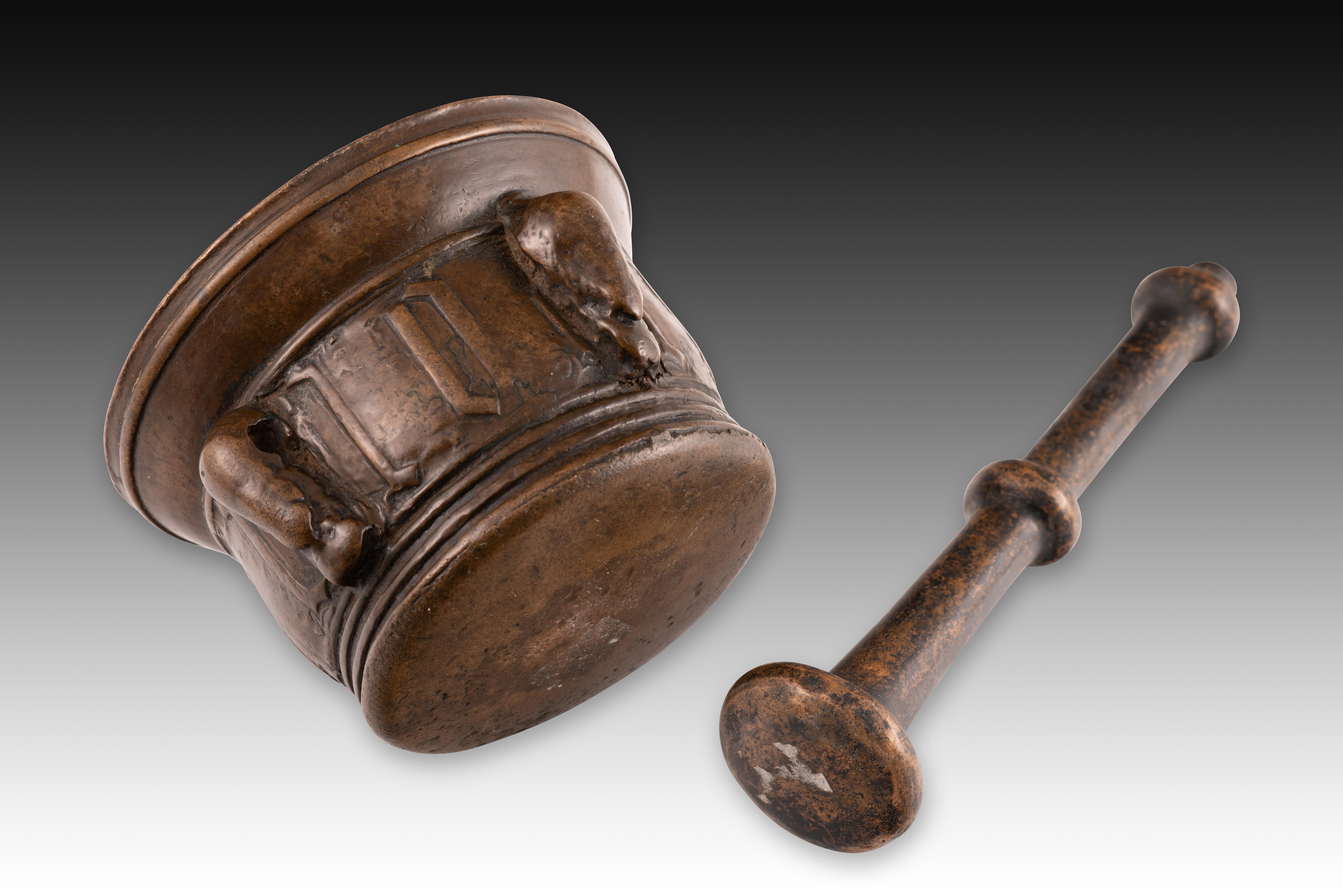 Mortier et pilon. Bronze. 15e siècle. en vente 3