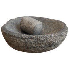 Used Mortar and Pestle from Mexico, Volcanic, 1950s