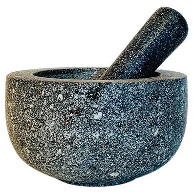 Mortar and Pestle in Solid Grey Granite