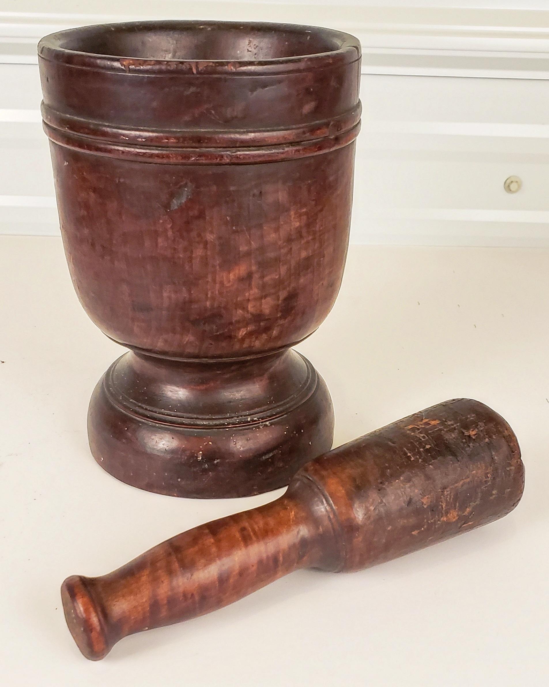 Hand-Carved 19th Century Mortar & Pestle with Original Surface  For Sale