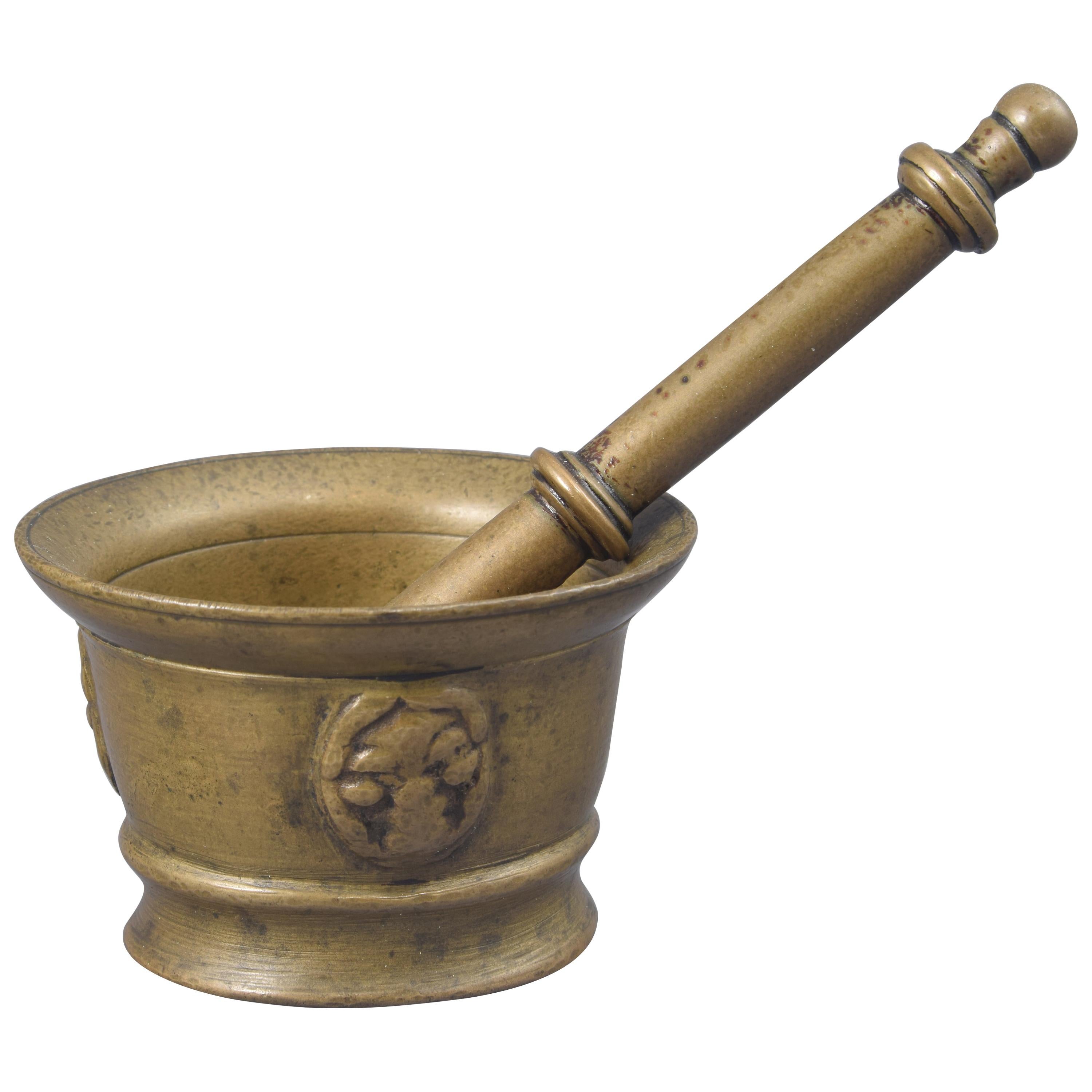 Mortar with Mace or Pestle, Bronze, 17th Century