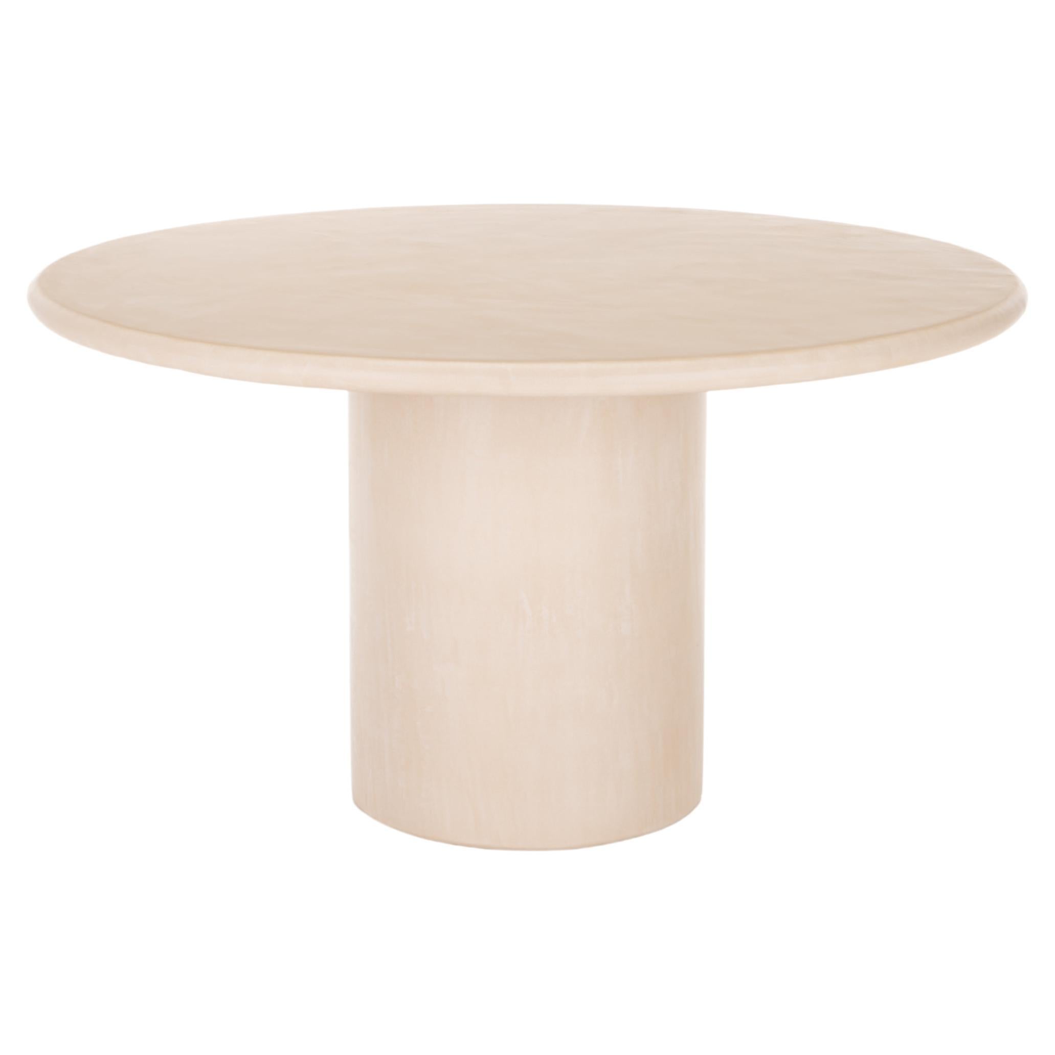 Table de salle à manger ronde en plâtre naturel colonne 120 d' Isabelle Beaumont en vente