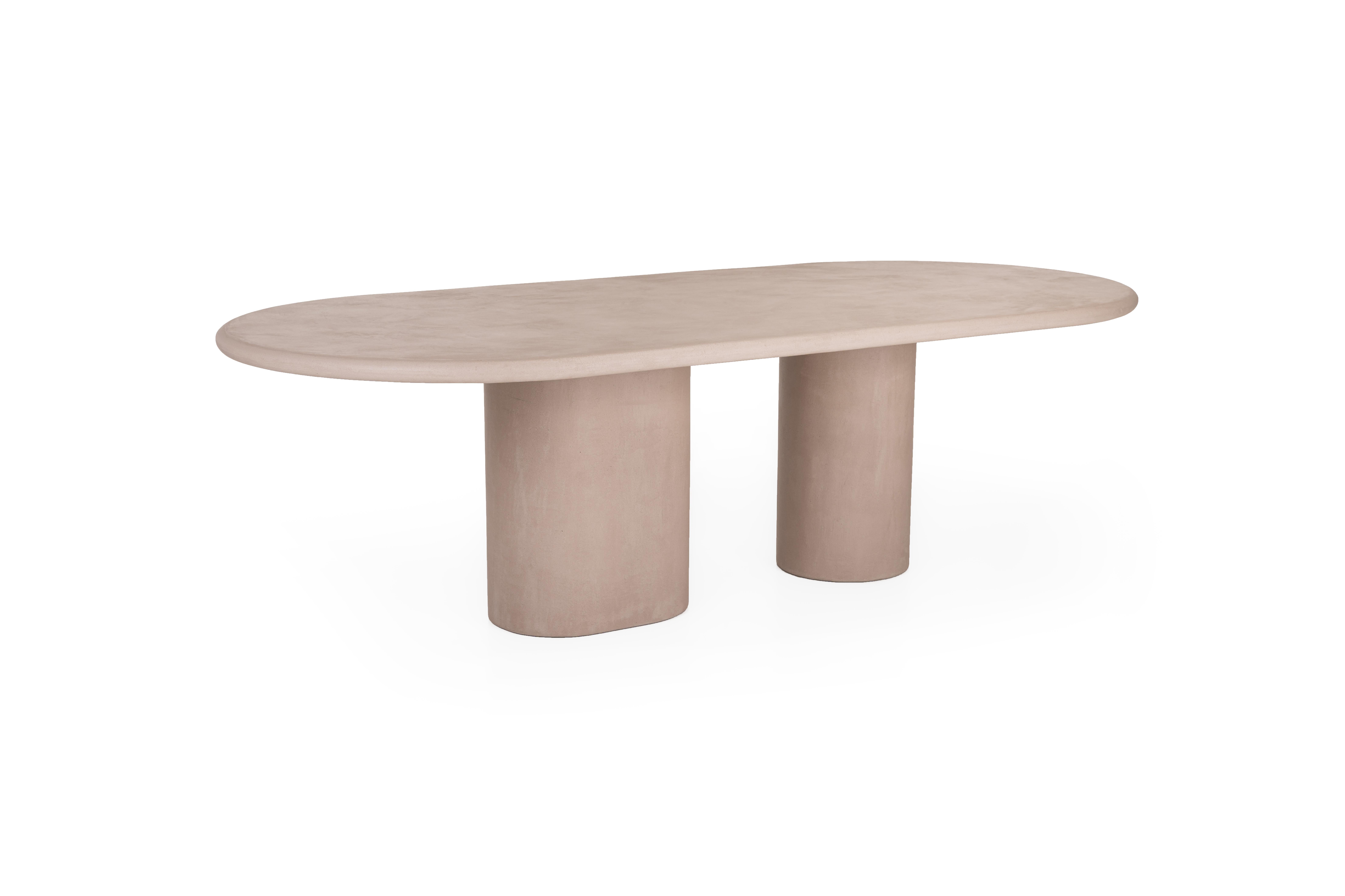 Contemporary Belgian design, handmade natural plaster table with a textured and earthy character.

Indoor use (price outdoor +10%)

Latin adjective “columna” /koˈlum. na/: column, pillar

The Column dining table is handcrafted with multiple layers