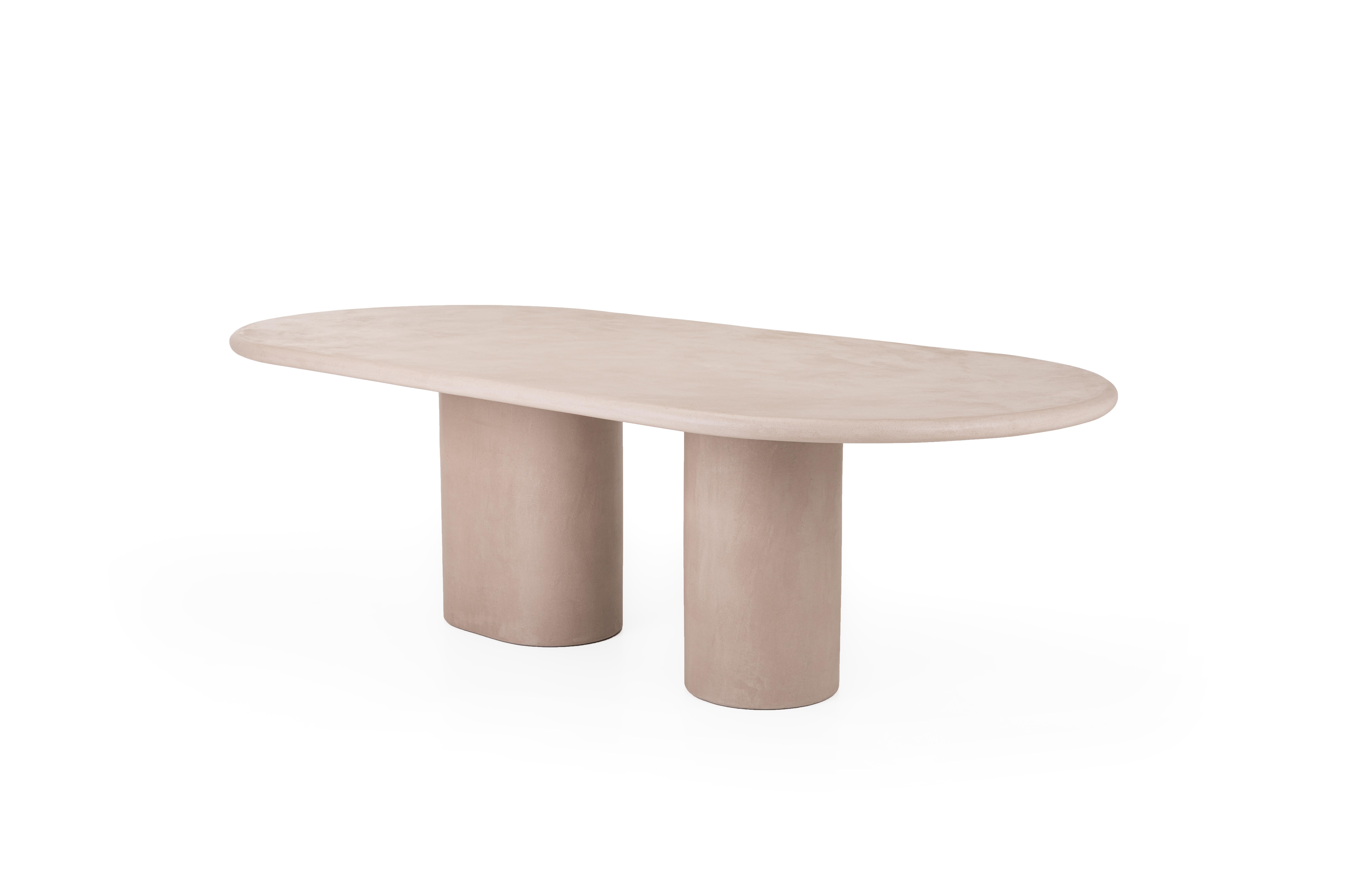 Contemporary Rounded Natural Plaster "Column" Table 320 cm by Isabelle Beaumont