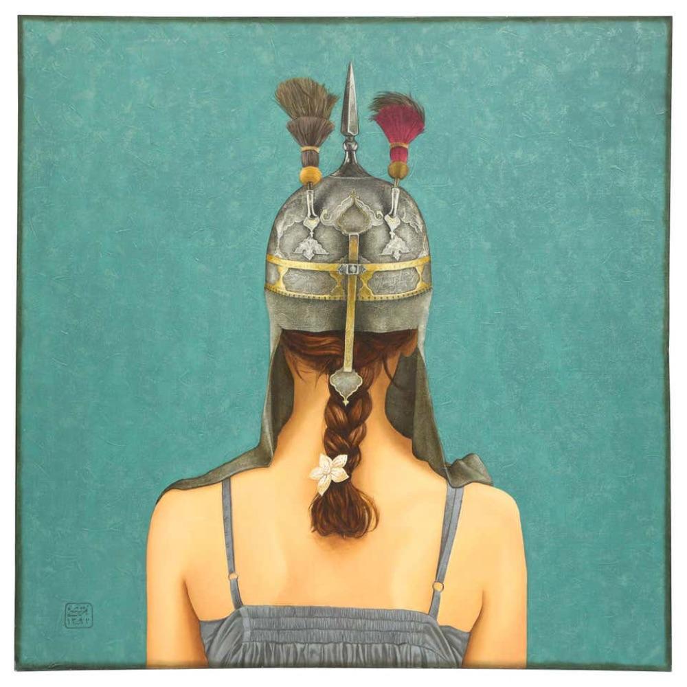 Morteza Pourhosseini (Iran, nato nel 1985) "The Circus 5" olio e acrilico su tela, 2013 .

Raffigura una donna con un'armatura safavide in oro e metallo.

Un'eccezionale opera d'arte contemporanea iraniana.   

Nato ad Ahwaz, in Iran, nel 1985,