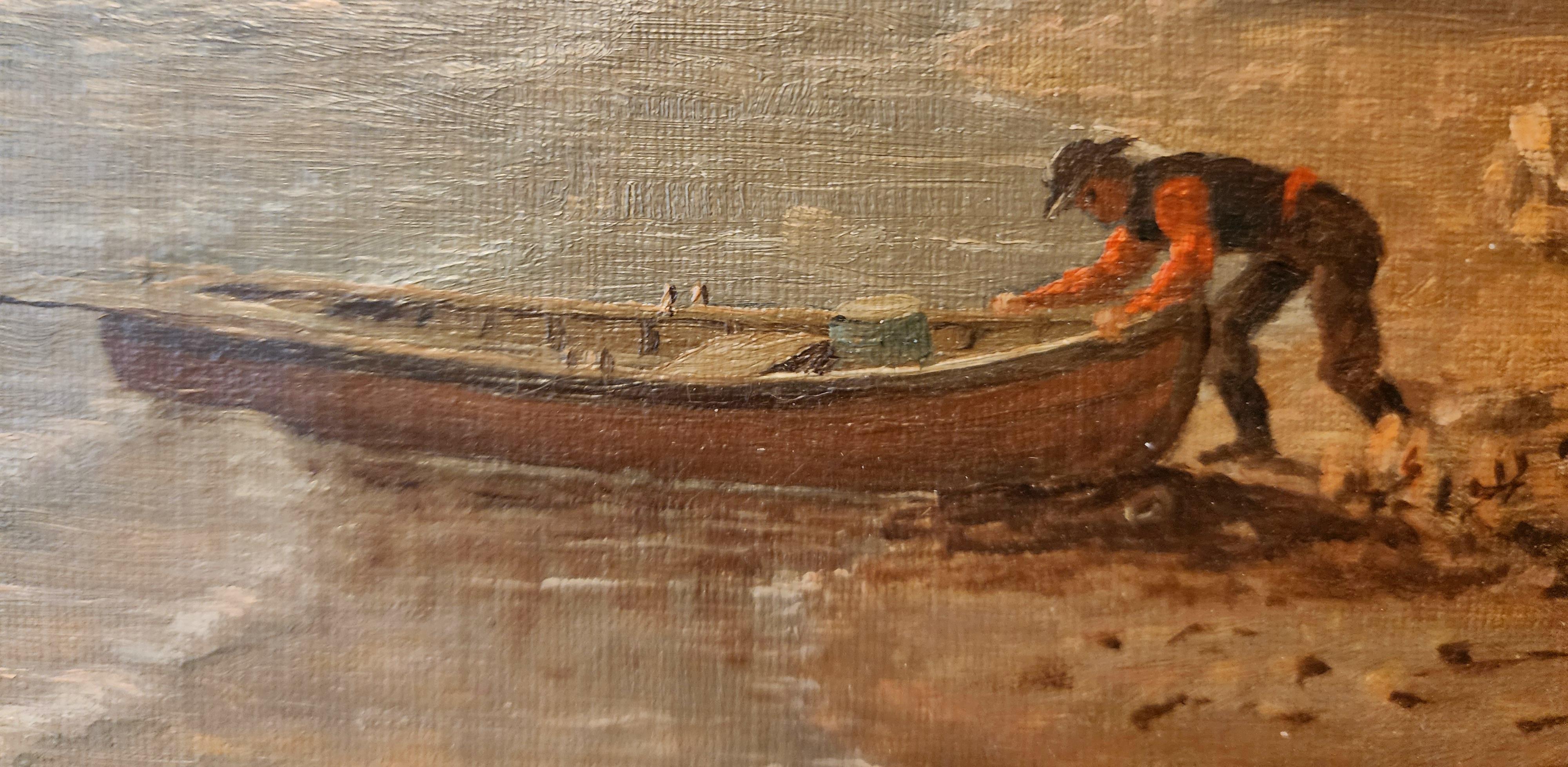 La baia al tramonto - Painting Hudson River School di Mortimear Smith