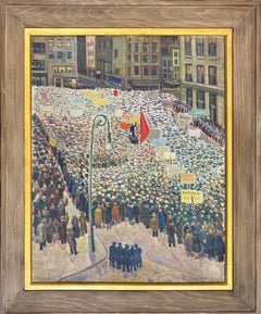 "May Day" Social Realism WPA American Modern NYC Scene Mid 20th Century