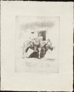 Messicano su un asino, Messico, Mortimer Menpes, acquaforte con puntasecca, 1914