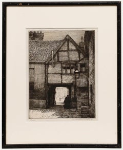 Mortimer Menpes - Incisione incorniciata dei primi anni del XX secolo, Il cortile di una vecchia locanda
