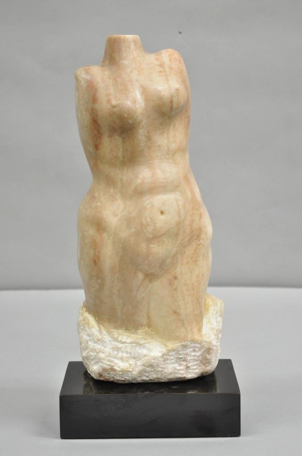 Morton Gaffin Buste de femme nue Moderniste Sculpture en albâtre sculpté à la pêche en vente 4