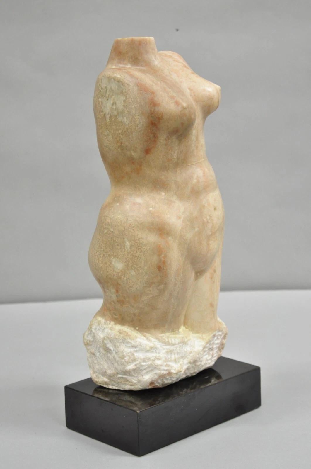 Morton Gaffin Buste de femme nue Moderniste Sculpture en albâtre sculpté à la pêche en vente 5