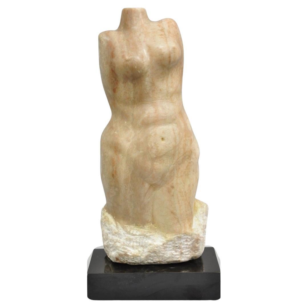 Morton Gaffin Buste de femme nue Moderniste Sculpture en albâtre sculpté à la pêche en vente