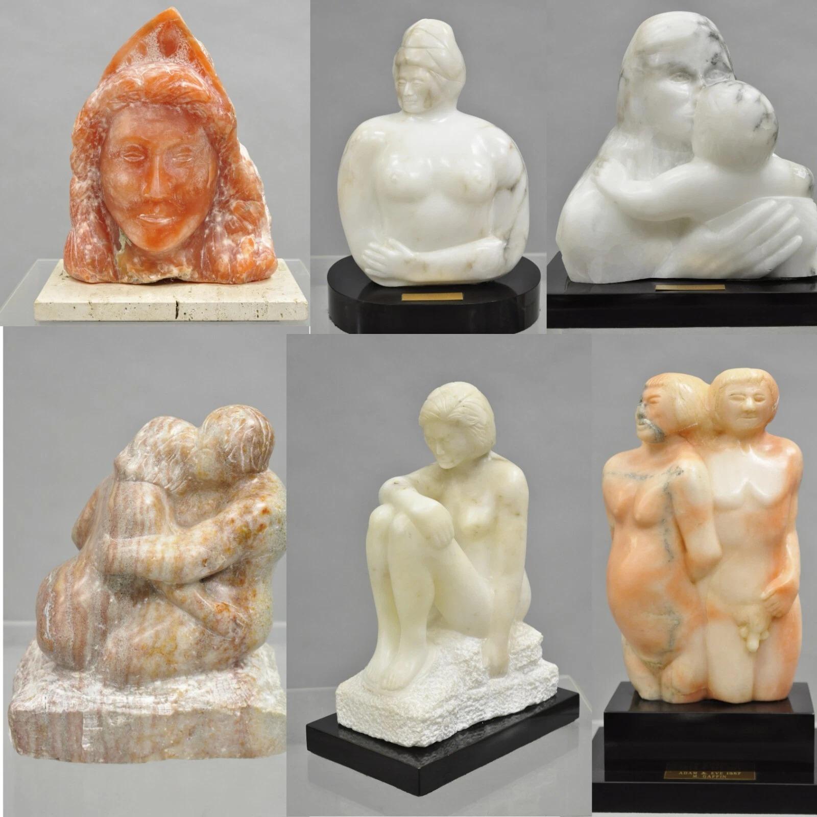 Morton Gaffin „Liebespaar umarmen“ Modernistische geschnitzte Aktskulptur aus Alabastermarmor, Morton Gaffin im Angebot 5